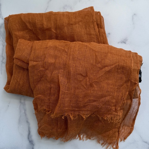 Zara Linen Scarf Deep Orange NWT - Picture 9 of 9